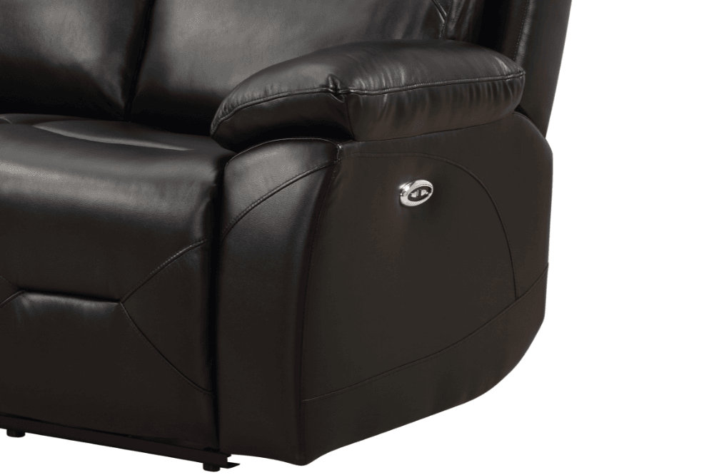 Renato Genuine Leather Black Electric Power Recliner 2 Seater