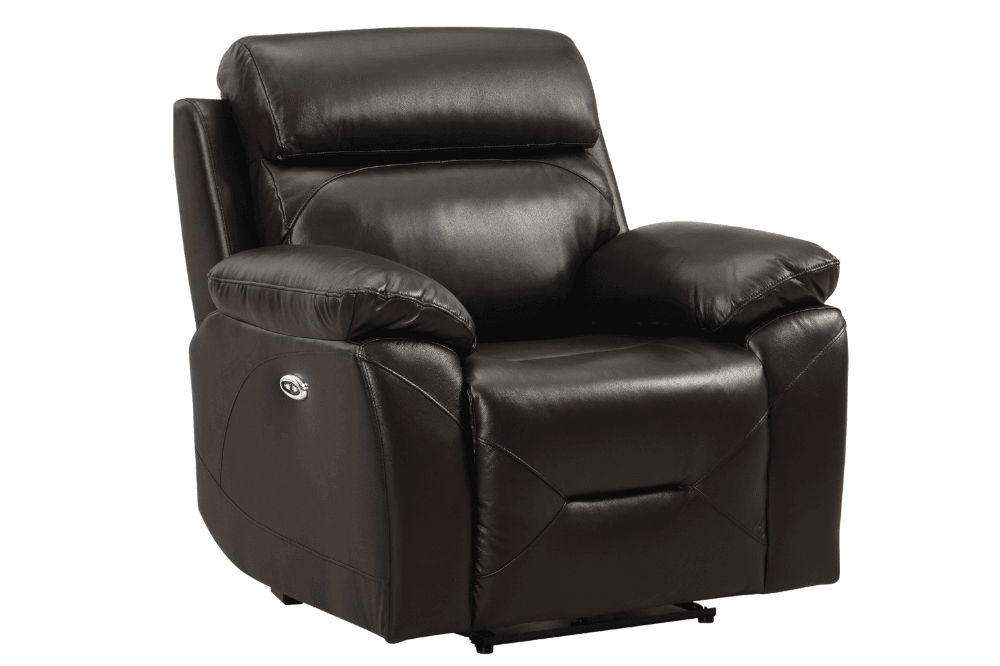 Renato Genuine Leather Black Electric Power Recliner Armchair