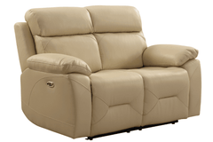 Renato Genuine Leather Cream Electric Power Recliner 2 Seater