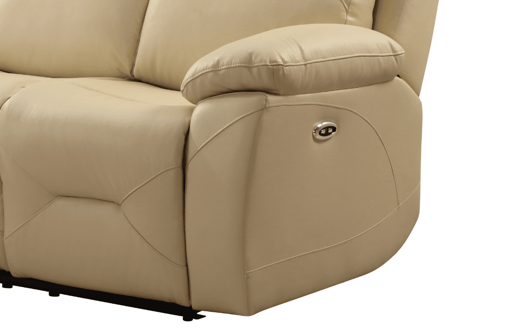 Renato Genuine Leather Cream Electric Power Recliner 2 Seater