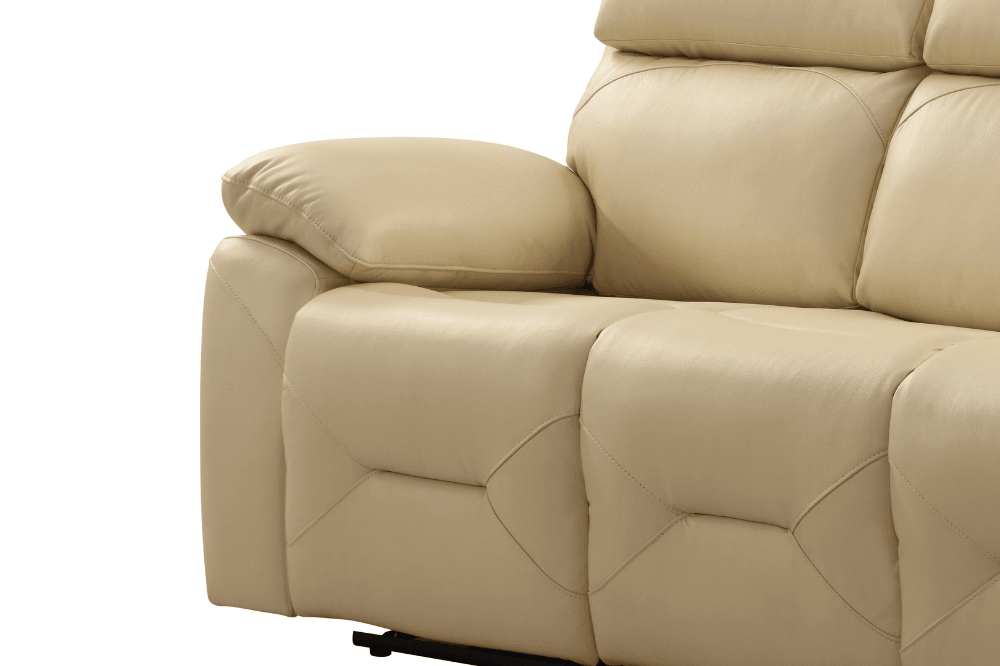 Renato Genuine Leather Cream Electric Power Recliner 2 Seater