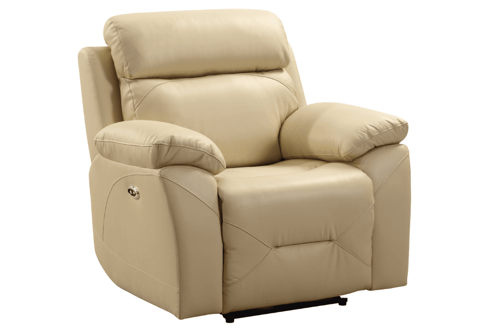 Renato Genuine Leather Cream Electric Power Recliner Armchair