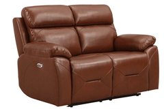 Renato Genuine Leather Tan Electric Power Recliner 2 Seater