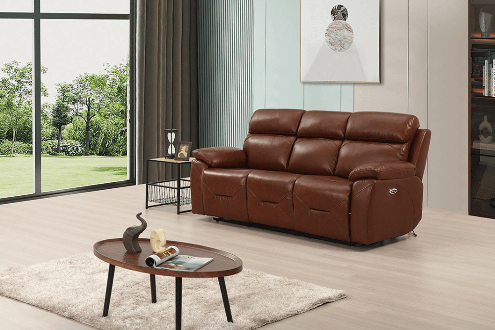 Renato Genuine Leather Tan Electric Power Recliner 3+2 Seater Sofa Set