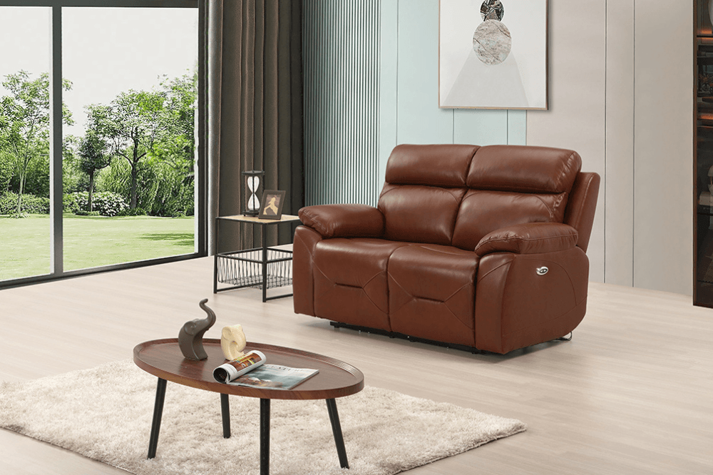 Renato Genuine Leather Tan Electric Power Recliner 3+2 Seater Sofa Set