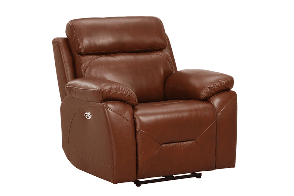 Renato Genuine Leather Tan Electric Power Recliner Armchair