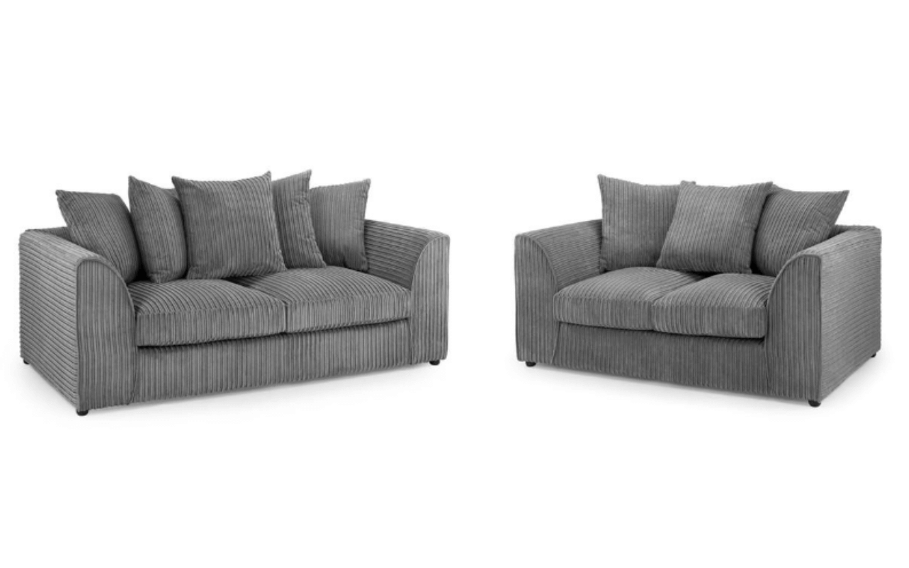 Tyron Jumbo Grey Cord 3 + 2 Sofa Set