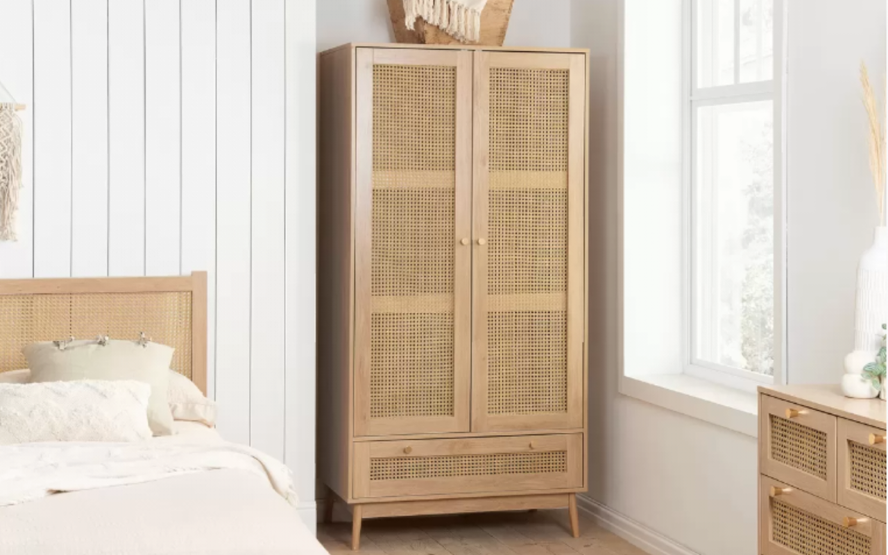 Croxley 2 Door 1 Drawer Rattan Wardrobe