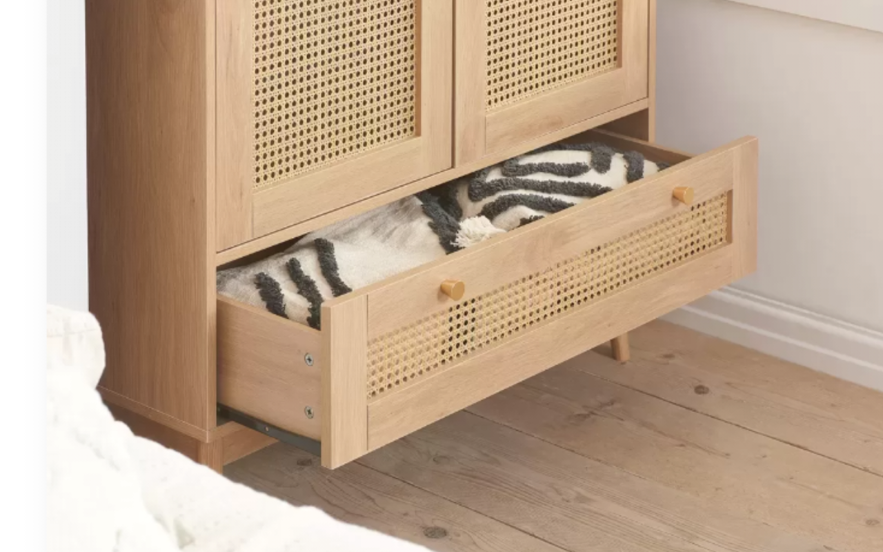 Croxley 2 Door 1 Drawer Rattan Wardrobe