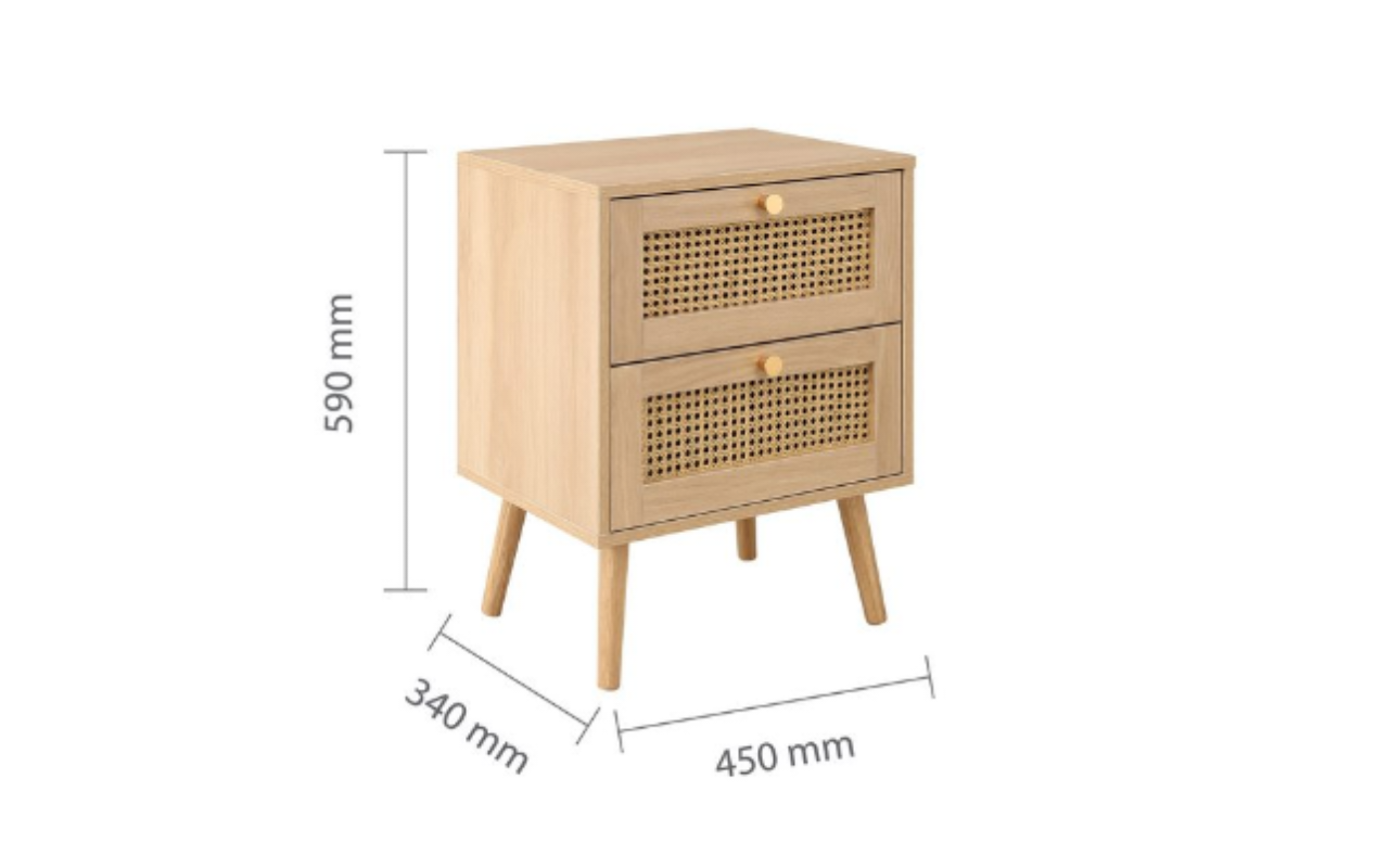 Croxley 2 Drawer Rattan Bedside