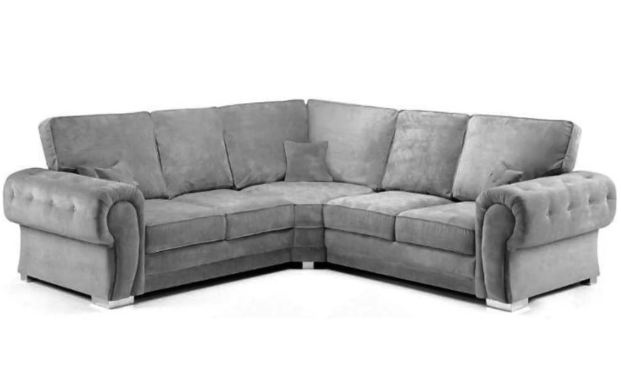 Serona Grey Fabric Full Back Corner Sofa