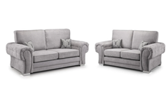 Serona Grey Fabric High Back 3+2 Sofa Set