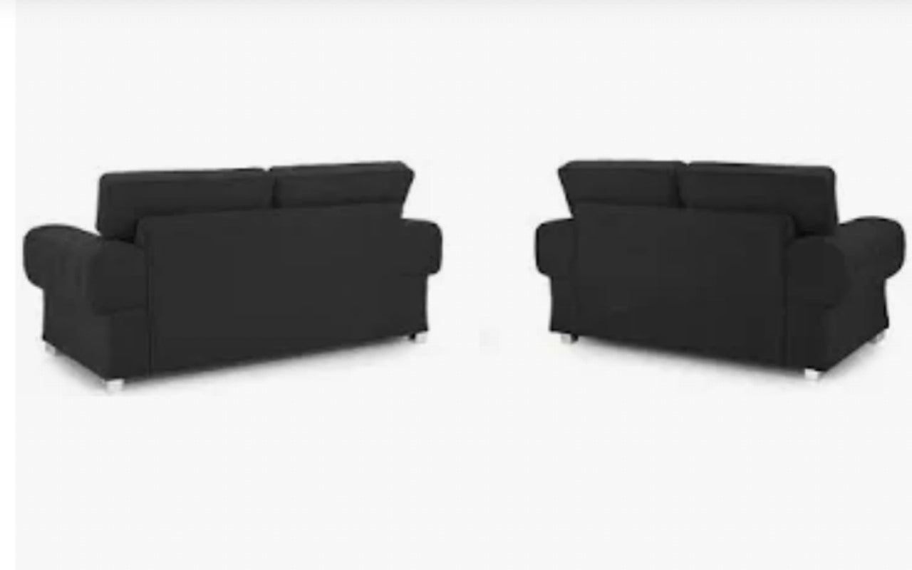 Serona Black Fabric High Back 3 + 2 Sofa Set