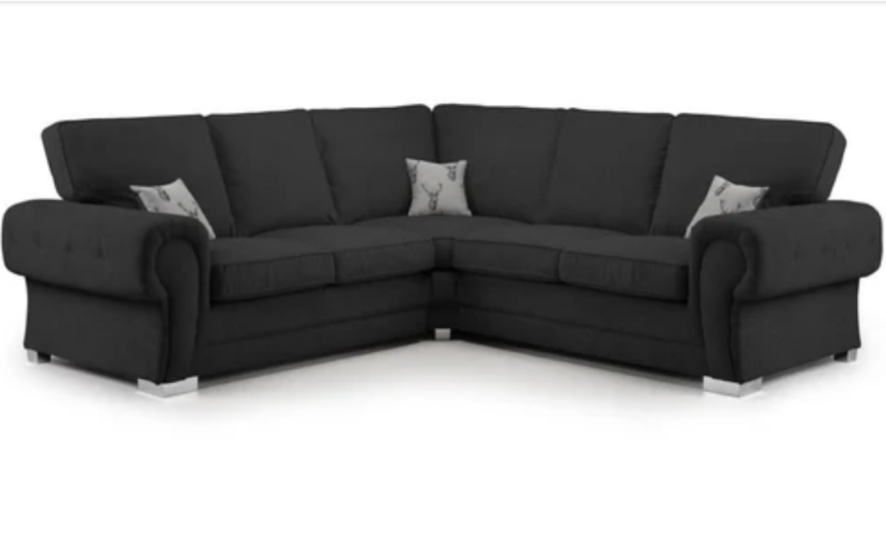 Serona Black Fabric Full Back Corner Sofa