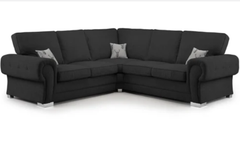 Serona Black Fabric Full Back Corner Sofa