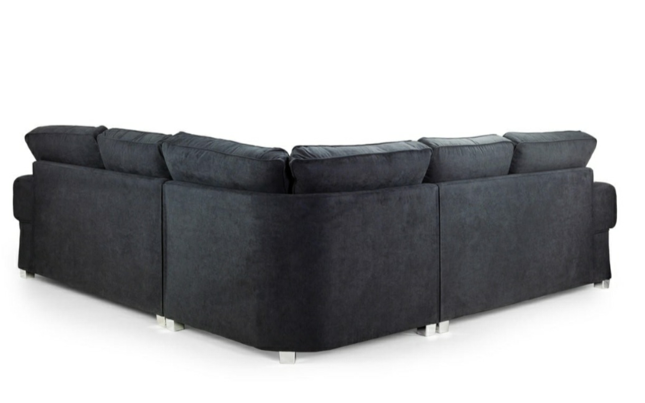 Serona Black Fabric Full Back Corner Sofa