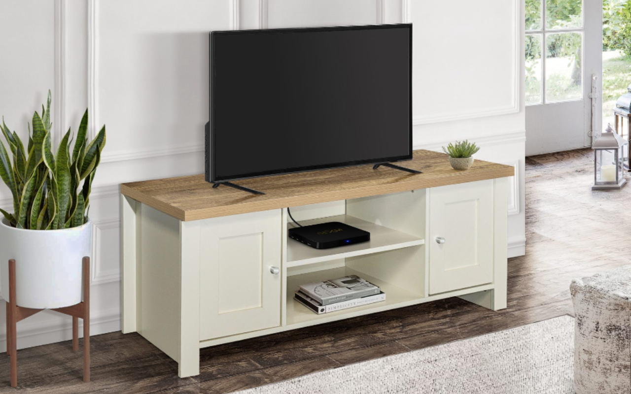 Highgate Living Room Set : Stone - MDP.  Large TV Unit , 2 Drawer Coffee Table & 2 Drawer Console Table