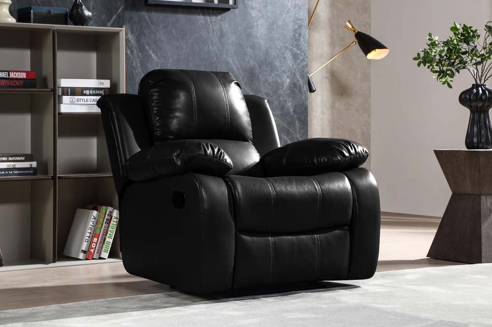 Valencia Black Leather Recliner Armchair