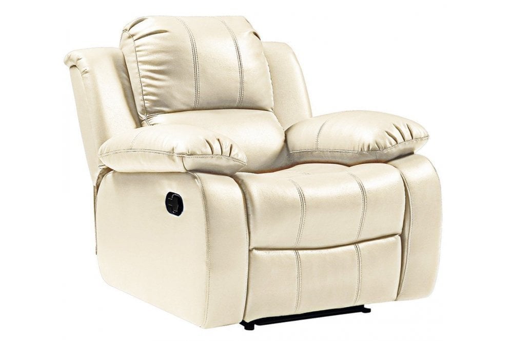 Valencia Cream Leather Recliner Armchair