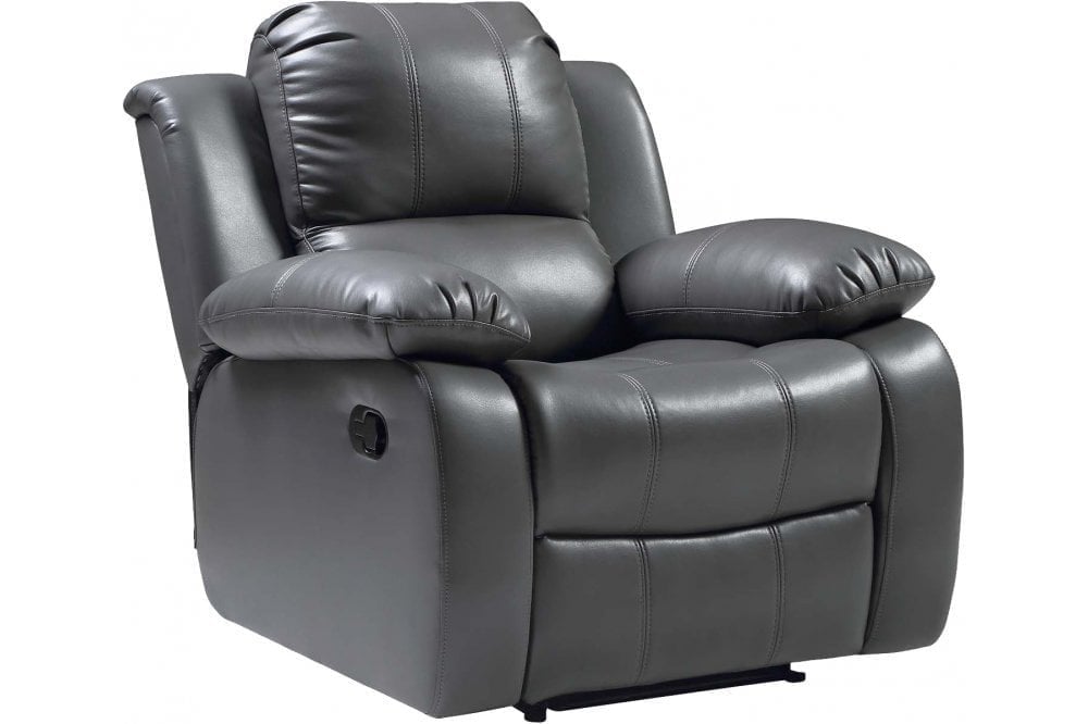 Valencia Grey Leather Recliner Armchair