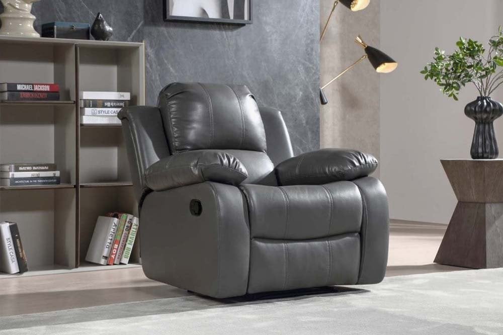 Valencia Grey Leather Recliner Armchair